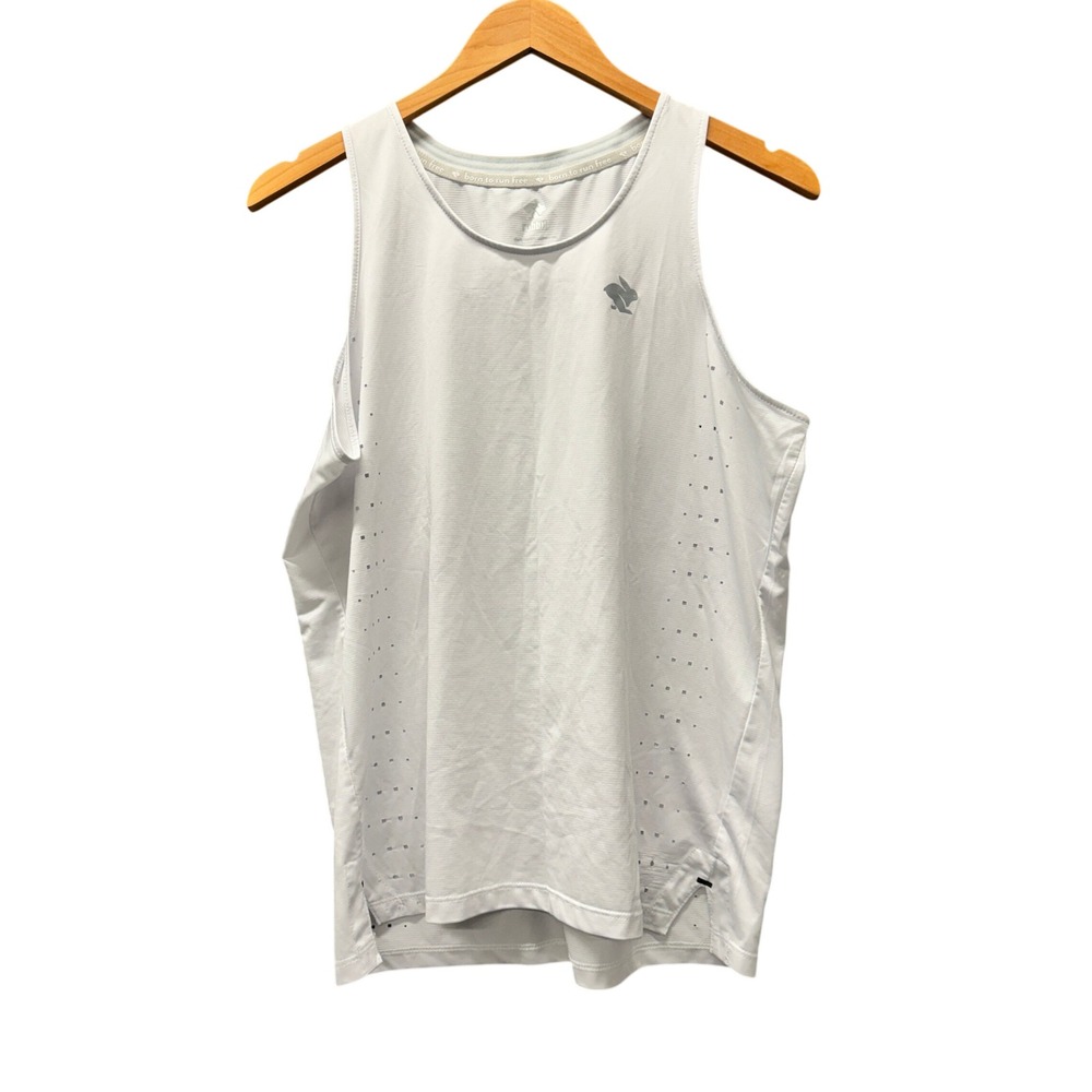 Rabbit Tank Top Mens Small Race Pace White Perforated Running Activewear